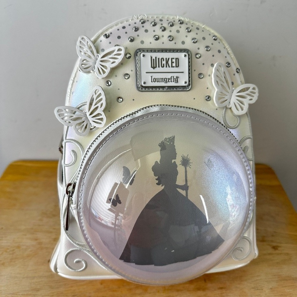 Loungefly Wicked for Good Glinda Bubble Mini Backpack White Iridescent Butterfly - Picture 1 of 13